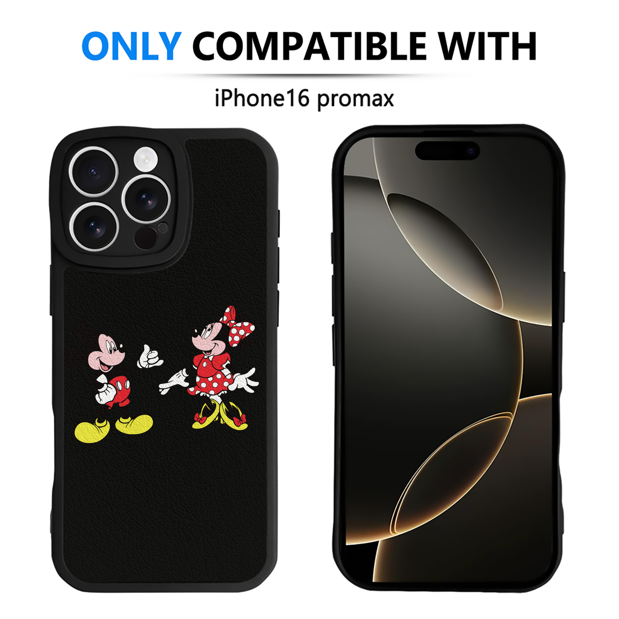 （画像用） ミッキーマウス Mickey Mouse 【iPhone 16シリーズ対応】シリコンスマホケース（レザー調） 材質：シリコン